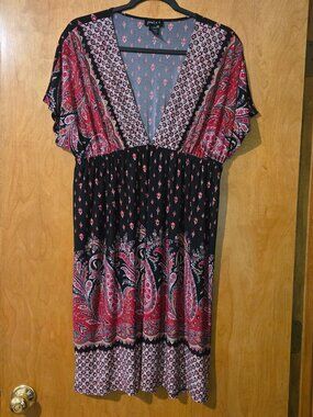 Joei & i Boho Style casual Midi Dress Size XL Sleeveless V-neck empire waist